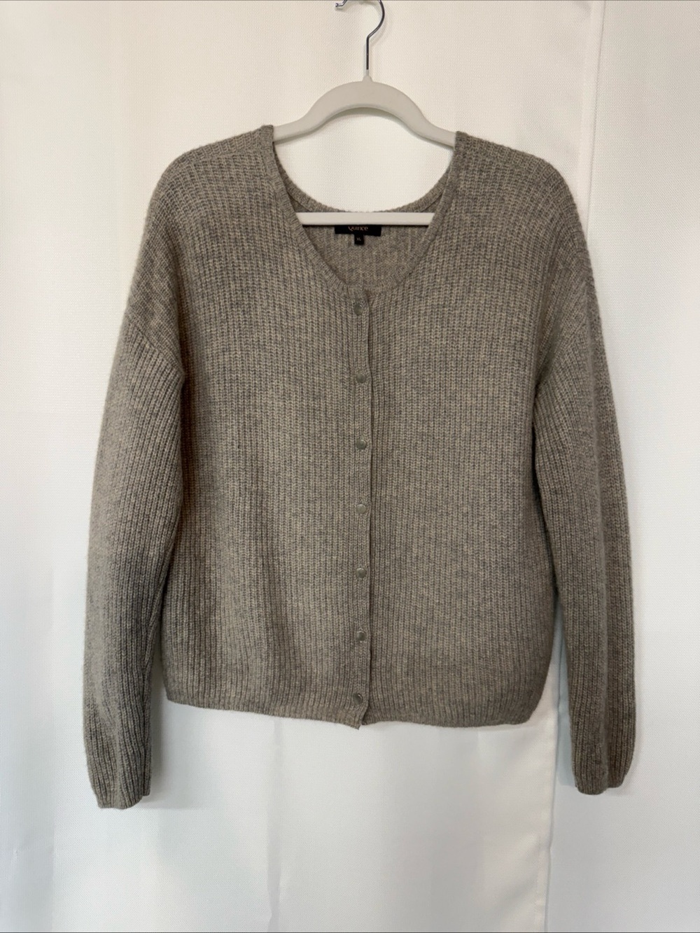 Quince Women’s 100% Yak Wool Soft Rib Crew Cardigan Sz XL Warm Heather Gray